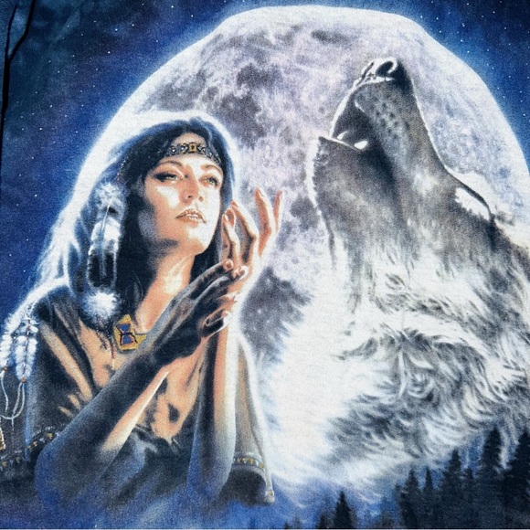 The Mountain Vintage 90s Native American Graphic Tee Size Large - Picture 2 of 5